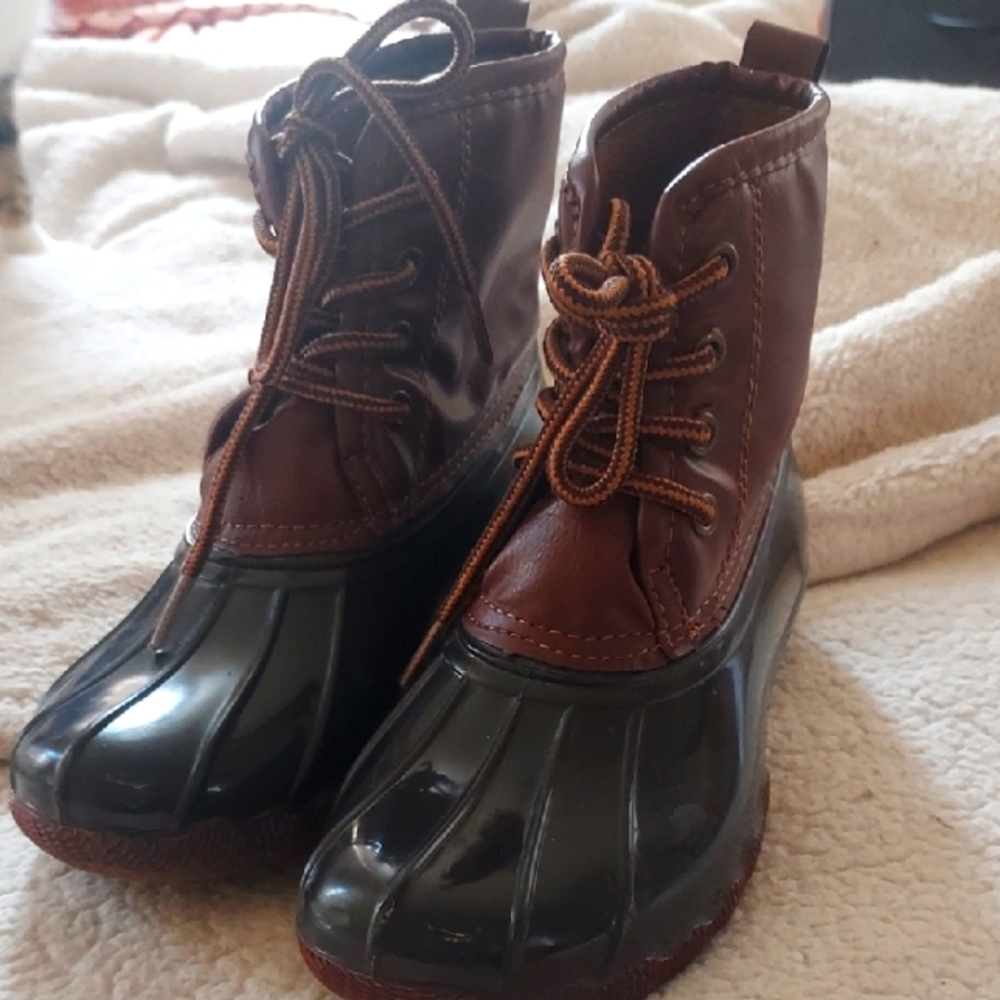 Brown and Black Duck Boots